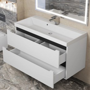 Тумба под раковину Uperwood Tanos 100 см, подвесная, белая/графит в Можге - mozhga.ok-mebel.com | фото 9