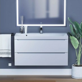 Тумба под раковину Uperwood Tanos 100 см, подвесная, белая матовая в Можге - mozhga.ok-mebel.com | фото