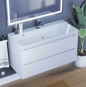 Тумба под раковину Uperwood Tanos 100 см, подвесная, белая матовая в Можге - mozhga.ok-mebel.com | фото 10