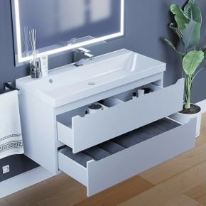 Тумба под раковину Uperwood Tanos 100 см, подвесная, белая матовая в Можге - mozhga.ok-mebel.com | фото 9