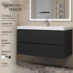 Тумба под раковину Uperwood Tanos 100 см, подвесная, черная матовая в Можге - mozhga.ok-mebel.com | фото 3