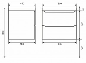 Тумба под раковину Uperwood Tanos 60 см, подвесная, белая/графит в Можге - mozhga.ok-mebel.com | фото 6