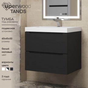 Тумба под раковину Uperwood Tanos 60 см, подвесная, черная матовая в Можге - mozhga.ok-mebel.com | фото 3