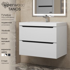 Тумба под раковину Uperwood Tanos 70 см, подвесная, белая/графит в Можге - mozhga.ok-mebel.com | фото 3