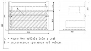 Тумба под раковину Uperwood Tanos 70 см, подвесная, белая/графит в Можге - mozhga.ok-mebel.com | фото 7