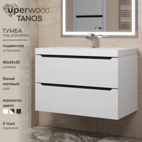 Тумба под раковину Uperwood Tanos 80 см, подвесная, белая/графит в Можге - mozhga.ok-mebel.com | фото 3