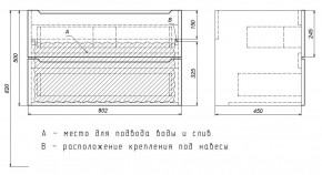 Тумба под раковину Uperwood Tanos 80 см, подвесная, белая/графит в Можге - mozhga.ok-mebel.com | фото 7