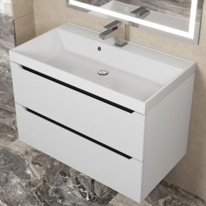 Тумба под раковину Uperwood Tanos 80 см, подвесная, белая/графит в Можге - mozhga.ok-mebel.com | фото 8