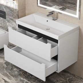 Тумба под раковину Uperwood Tanos 80 см, подвесная, белая/графит в Можге - mozhga.ok-mebel.com | фото 9