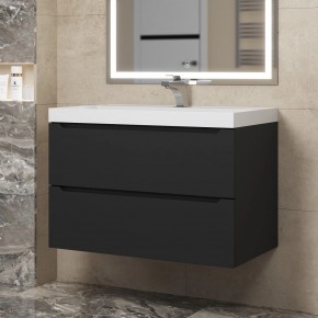 Тумба под раковину Uperwood Tanos 80 см, подвесная, черная матовая в Можге - mozhga.ok-mebel.com | фото