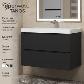 Тумба под раковину Uperwood Tanos 80 см, подвесная, черная матовая в Можге - mozhga.ok-mebel.com | фото 3