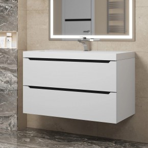 Тумба под раковину Uperwood Tanos 90 см, подвесная, белая/графит в Можге - mozhga.ok-mebel.com | фото