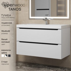 Тумба под раковину Uperwood Tanos 90 см, подвесная, белая/графит в Можге - mozhga.ok-mebel.com | фото 3