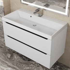 Тумба под раковину Uperwood Tanos 90 см, подвесная, белая/графит в Можге - mozhga.ok-mebel.com | фото 9