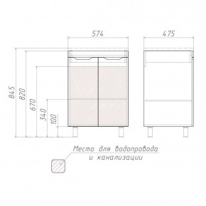 Тумба под умывальник Andrea 58 3D без ящика Домино (D37003T) в Можге - mozhga.ok-mebel.com | фото 3