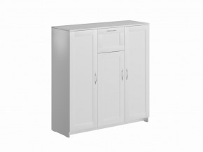 Тумба СИРИУС трехдверная с одним ящиком, цвет белый в Можге - mozhga.ok-mebel.com | фото