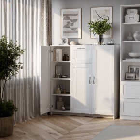 Тумба СИРИУС трехдверная с одним ящиком, цвет белый в Можге - mozhga.ok-mebel.com | фото 4
