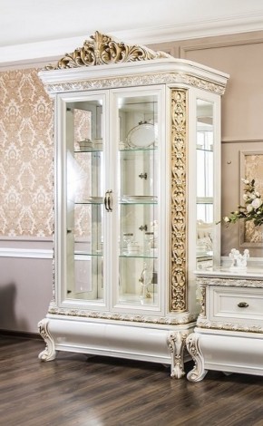 Витрина двухстворчатая Алсу (белый глянец) в Можге - mozhga.ok-mebel.com | фото 2